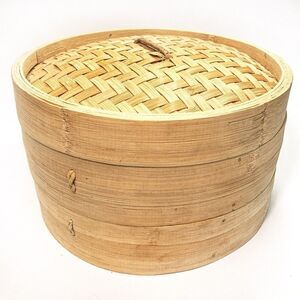 Household 2-Tier Bamboo Food Steamer: Healthy Vegetables Dumplings Dim Sum